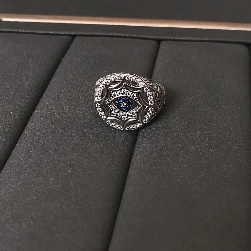 

S925 sterling silver evil eye silver seal female rings luxury jewelry simple retro rings birthday gift for girlfriend wedding