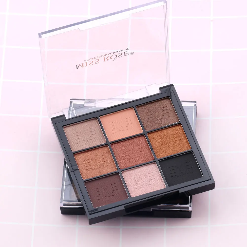 MISS ROSE, 9 цветов, матовое стекло с перламутровым эффектом, палитра теней для век, тени для век, красота, глазурованная, длительное, легко носить, натуральный макияж, палитра