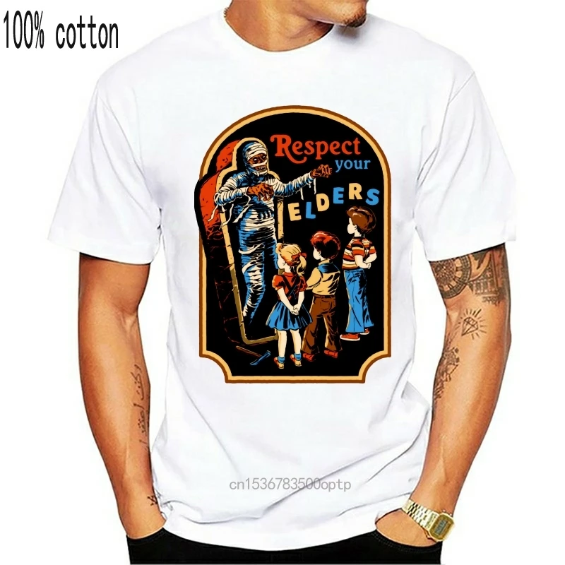 

Respect Your Elders T-shirt Men T Shirt 2019 Halloween Mummy Tshirt Cosplay Funny Evil Children Top Tees Cotton Vintage Clothes