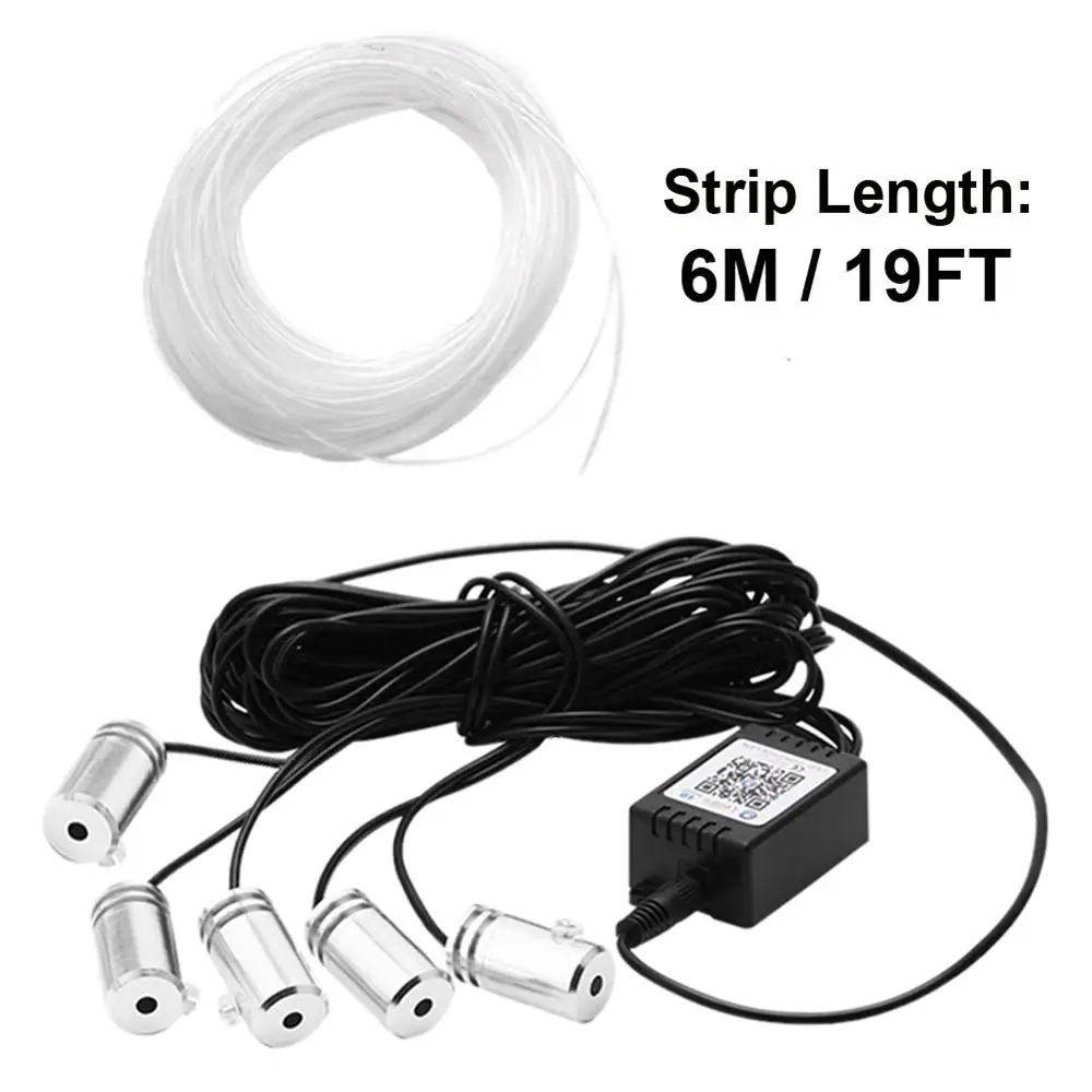 

RGB LED Strips Ambient Light APP Bluetooth Control for Car Interior Atmosphere Light Lamp 8 colors DIY Music 6M Fiber Optic Band