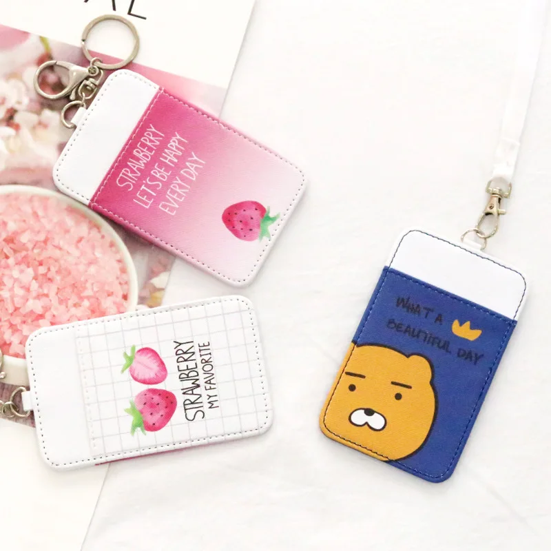 

ETya Мультяшные милые наборы из искусственной кожи с держателем для карт кошелек с фруктовым узором для детей леди студенток школьный автобу...