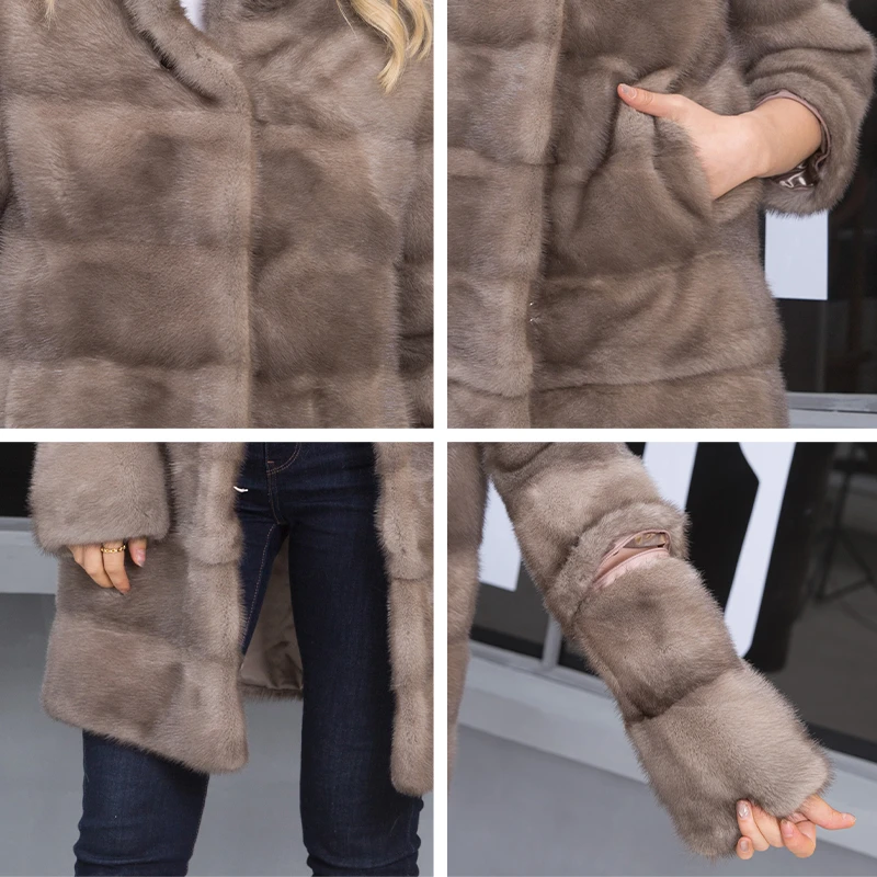 Mink Fur Coat Oversize Women Winter Natural Fur Coats Female Warm Thick Long Genuine Leather Jackets Ladies Detachable 2020 New