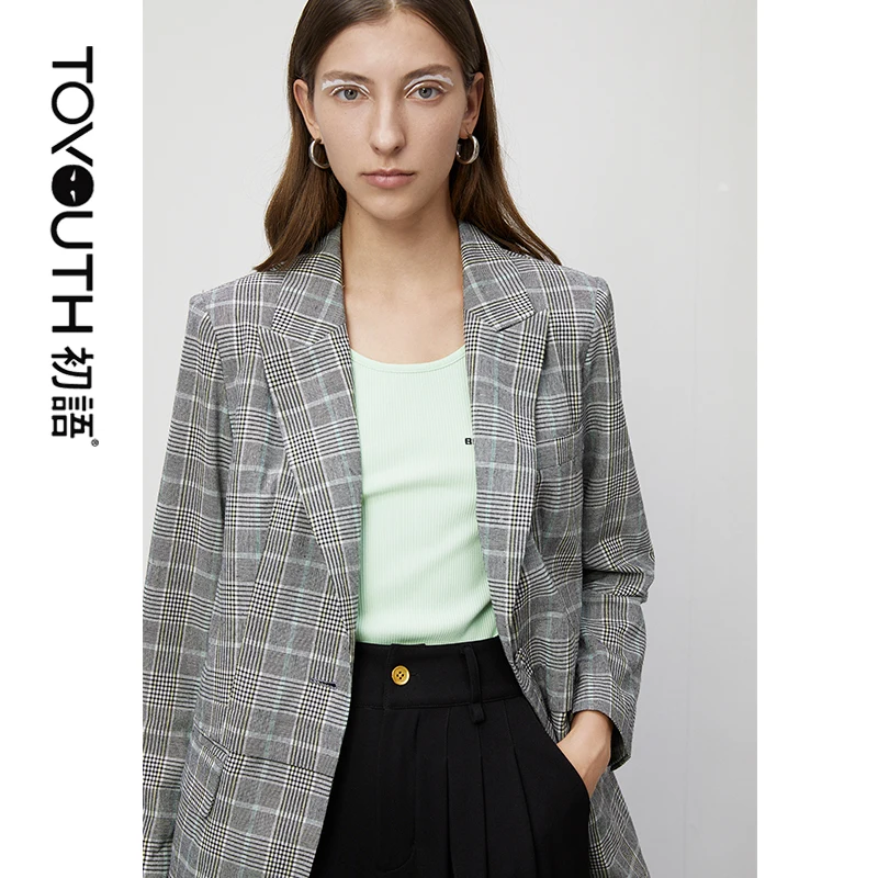 Toyouth женские офисные пиджаки для женщин Сезон весна Тонкие кнопка Сумочка через