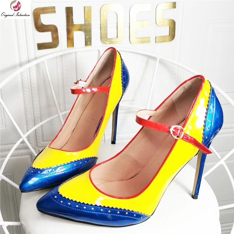 

Women's Fashion Thin Heel Sandals Women Mixed Colors Hollow Out Pumps Ladies Pointed Toe Buckle Strap Female Office Casual Shoes