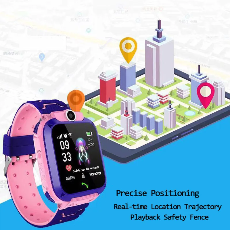 kids smart watch sim card android sos phone bluetooth call waterproof wristwatch location smartwatch childrens gift for girl free global shipping