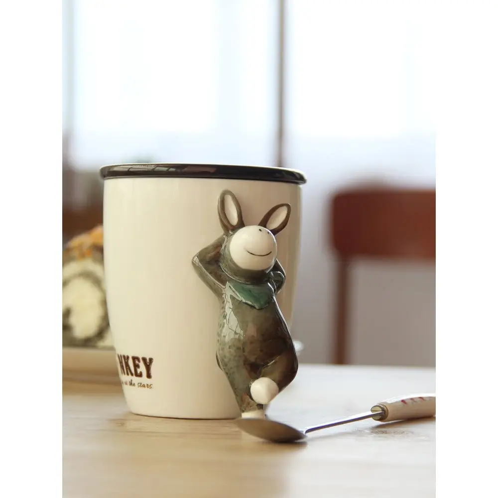 Креативная бутылка для воды с милыми животными крышкой ложкой чашкой чая чашками