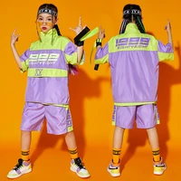 street hip hop clothes for kids girls tops loose pants hip hop suit ballroom modern dancing costume jazz performance wear bl6088