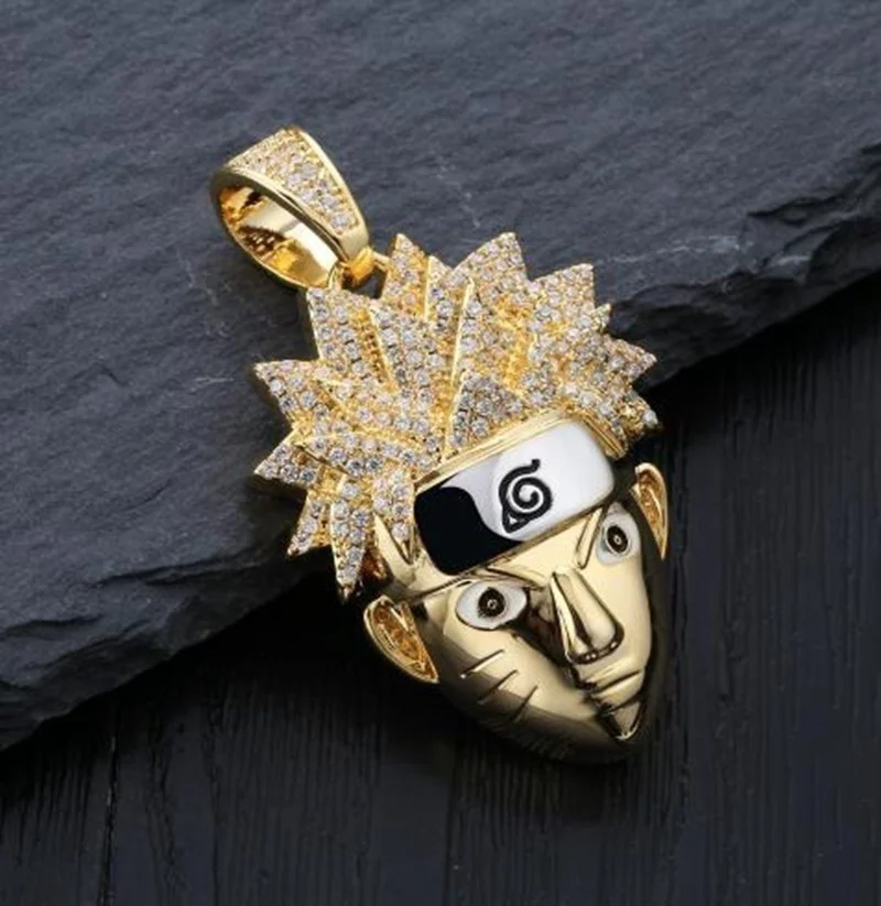 Наруто Uzumaki индивидуальная Подвеска Ожерелье мужское ожерелье C Iced Out CZ цепи хип