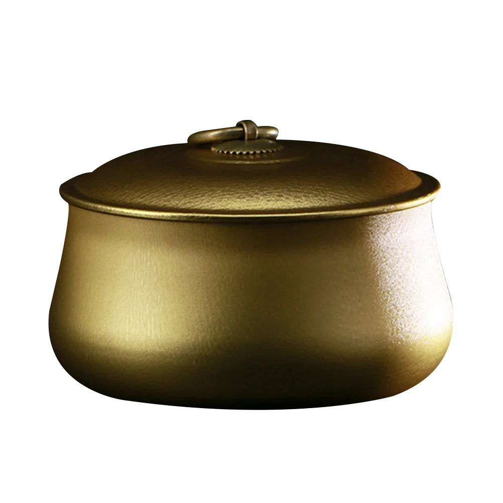 

2pcs Sealed Iron Tea Can Container Jar Round Box Mini Portable Tea Can 125g Package for Home (Golden)