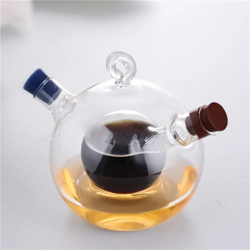 Двухслойная кухонная бутылка для специй масла и уксуса стеклянная банка