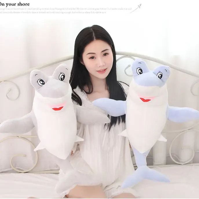 

60-110CMCute Down cotton whale plush toy super soft dolphin pillow Stuffed toys high quality Aquatic creatures birthday gift