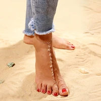 summer beach fashion clear crystal metal chain toe rings anklets bohemia charm ankle anklet for women trendy foot jewelry anklet