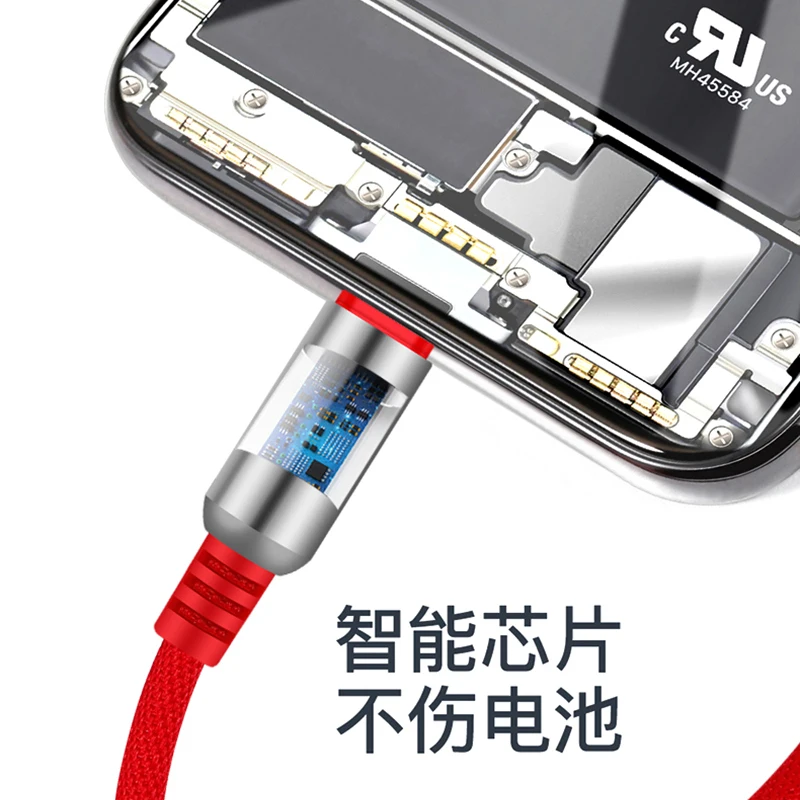 NOHON 3 в 1 пуля USB кабель для зарядки мобильного телефона type-C Micro USB 90 градусов 2.4A USB зарядное устройство Шнур для iPhone 11 Pro Max