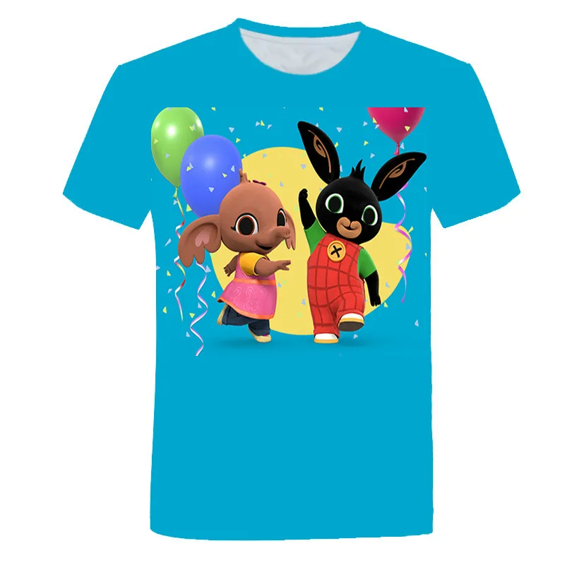 

2021 summer new boys and girls 3D printing rabbit T-shirt, casual cartoon top, personalized fashion style, comfortable Harajuku