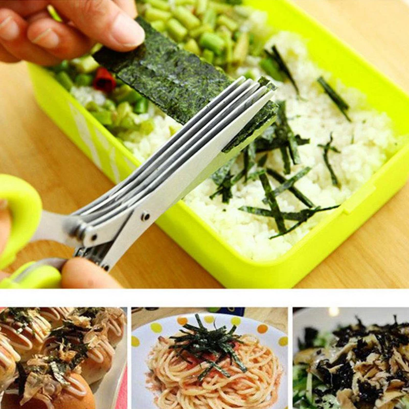 Multifunctional Muti Layers Stainless Steel Knives Multi-Layers Kitchen Scissors Scallion Cutter Herb Laver Spices Cook Tool Cut | Дом и сад