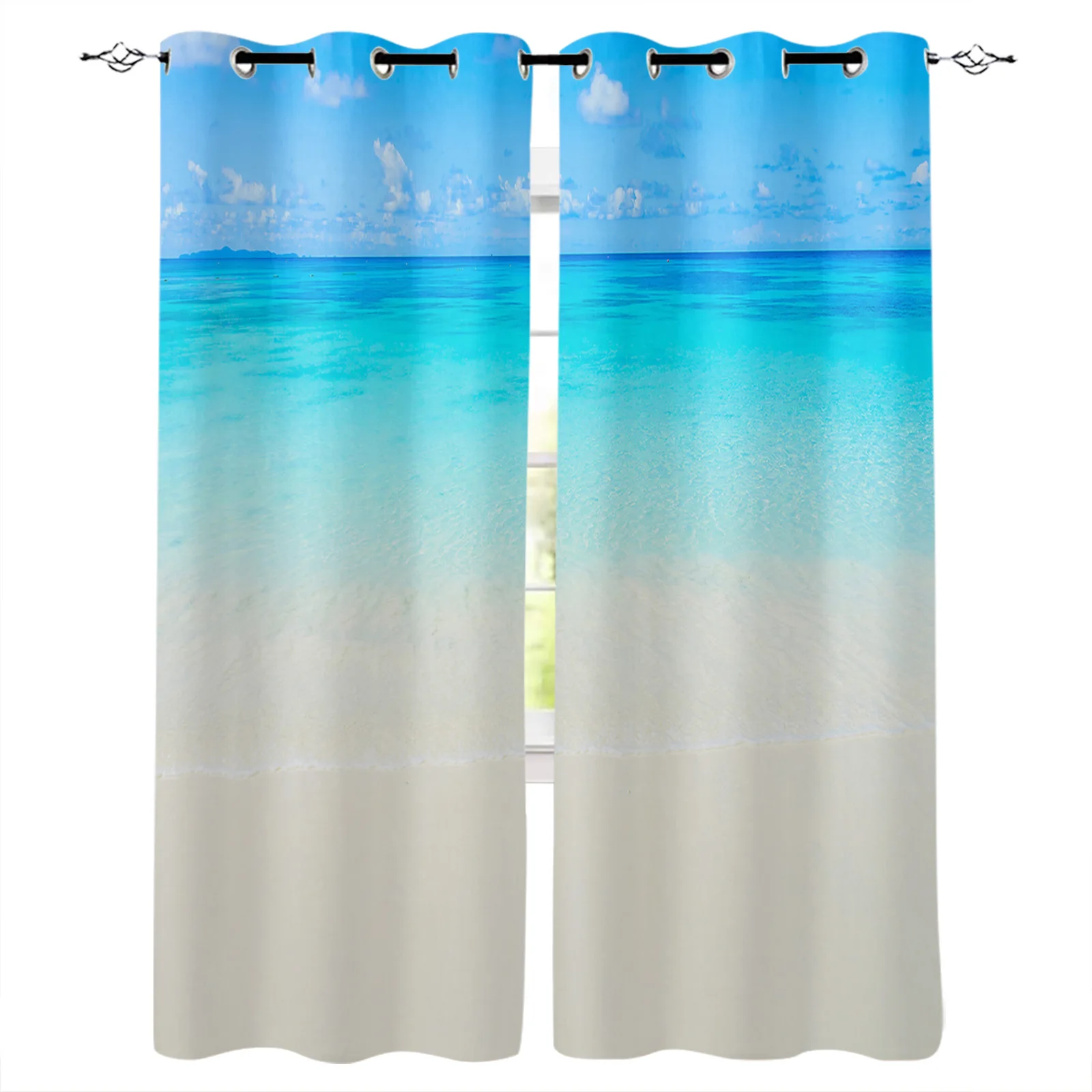 

Шторы блэкаут с голубым океаническим пейзажем для детей, домашний декор для спальни, гостиной, оконные шторы с высоким затенением