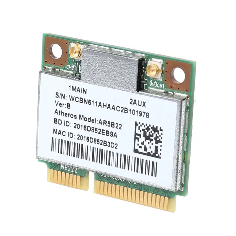 

AR9462 AR5B22 WB222 Half Mini PCIe 300Mbps Bluetooth4.0 WLAN Wifi Wireless Card 32CA