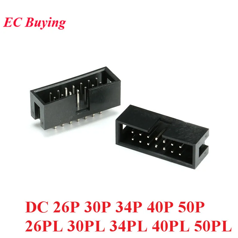 10 шт. DC3 26P 30P 34P 40P 50P 26PL 30PL 34PL 40PL 50PL 2 54 мм Штекерный разъем ISP прямой двухсторонний IDC