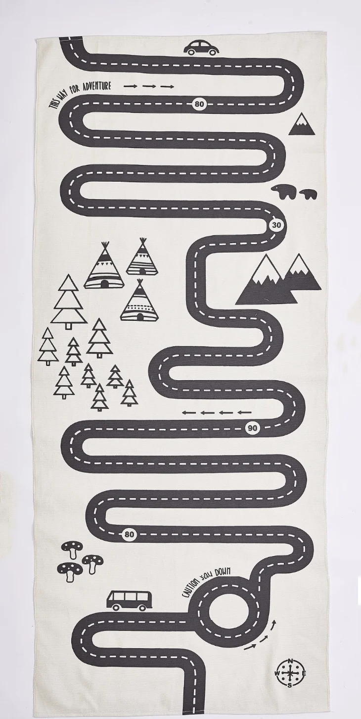 Детский игровой коврик прямоугольный ковер мультяшный автомобиль дорога хопски