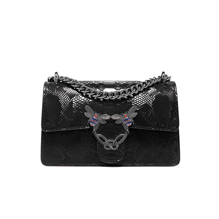 

Genuine Leather Women Flap 2021 New Fashion Serpentine Chain One Shoulder Bag Ladies Designer Handbags V Bags In Luxury Handbags