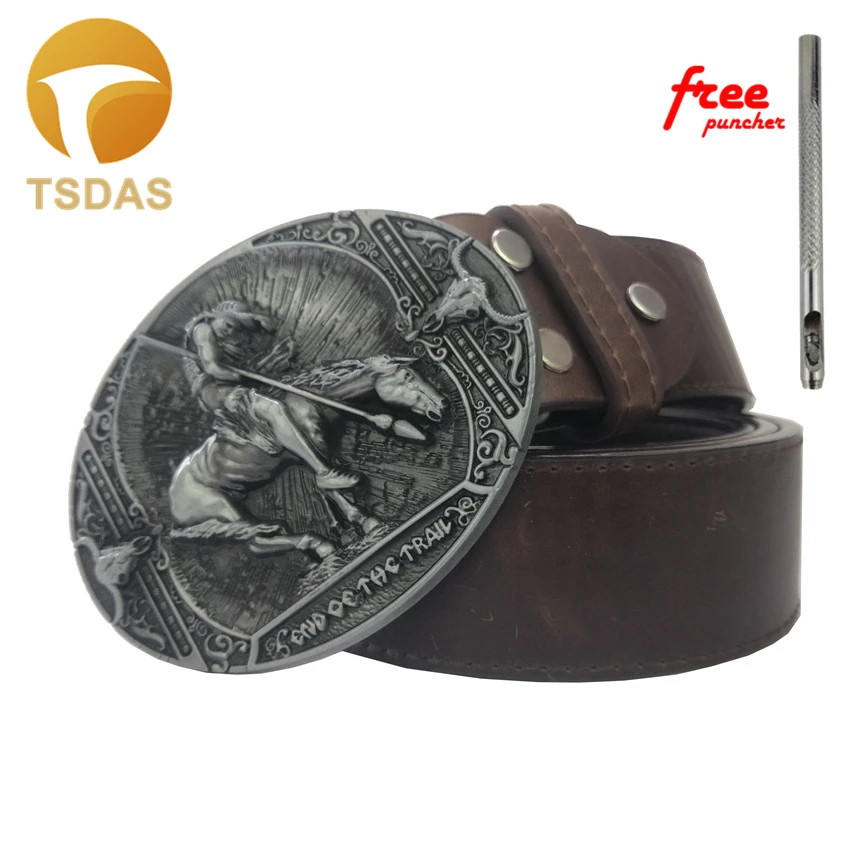 Мужская пряжка для ремня с серебряным покрытием ковбойская и коровья