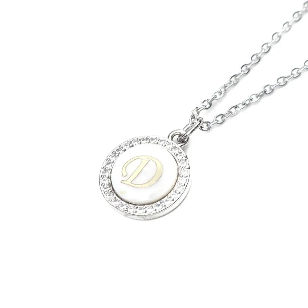 

New Stainless Steel Letter Pendant Necklace Jewelry Silver Color Shell Initial Alphabet A-Z Concise Necklace For Men Accessories