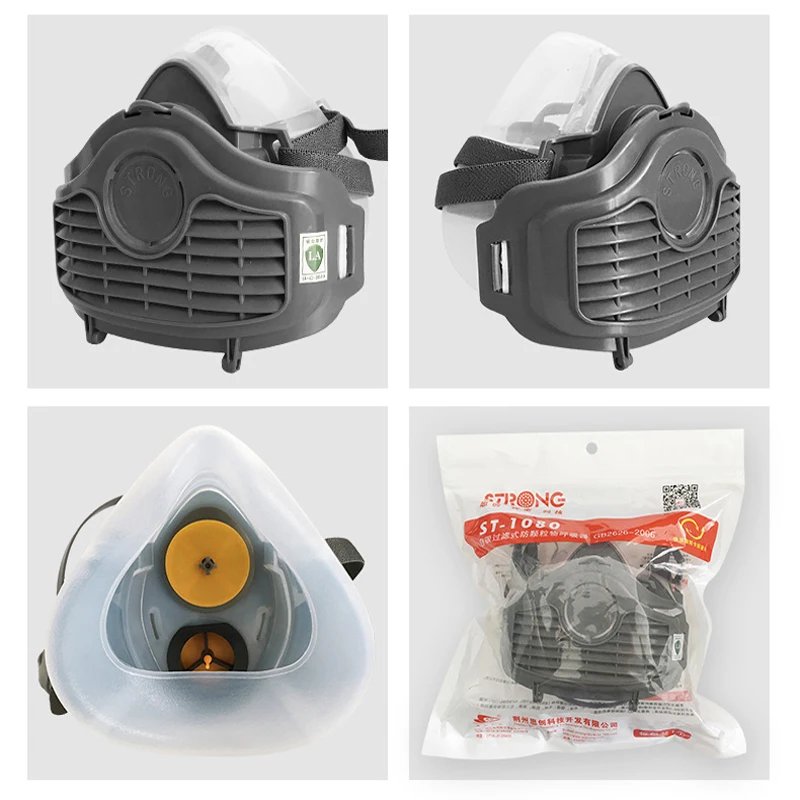 

Gas Masks Safety Air Respirator Face Mask Silicone Protection PM2.5 Industrial Dust Smog Riding Breathing Filter Half Mask