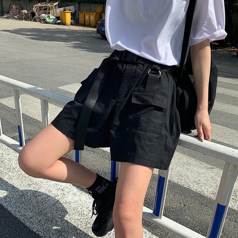 Fashion Women Military Style Cargo Shorts Elastic High Tail Short Broek New 2019 Summer Random Right | Женская одежда