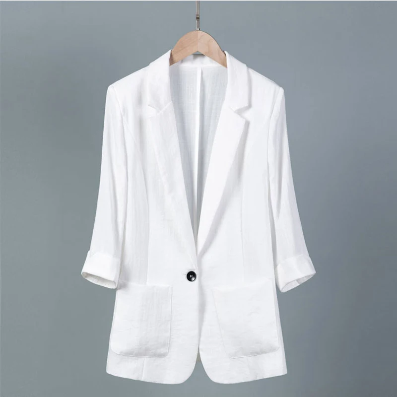 Blazer Jacket Female 2019 Linen Basic Coat Plus size Large Suit Women Outwear Spring Casacos Femininos Lady OL Work Clothes 7XL | Женская