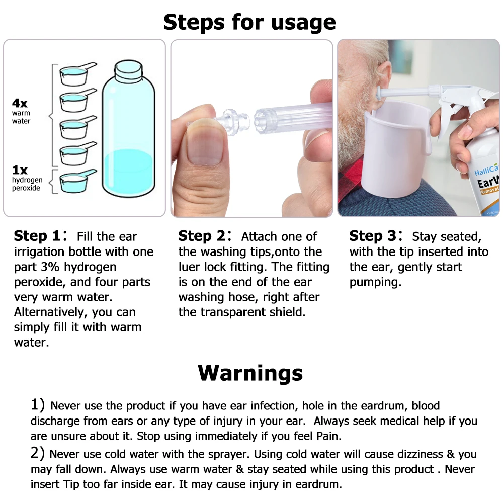 

Ear Irrigation Cleaning Kit Premium Water Irrigation Ear Cleaner Ear Wax Removal Ear Washing Syringe Squeeze Bulb Ear Care Tools