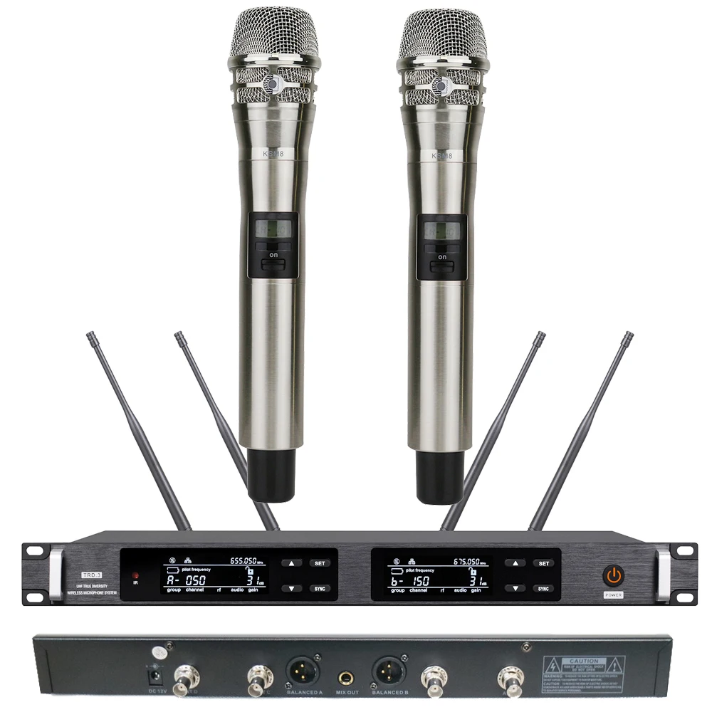 MiCWL AD4D Dual KSM8 Ручной беспроводной аудио микрофон UHF истинное разнообразие сцены