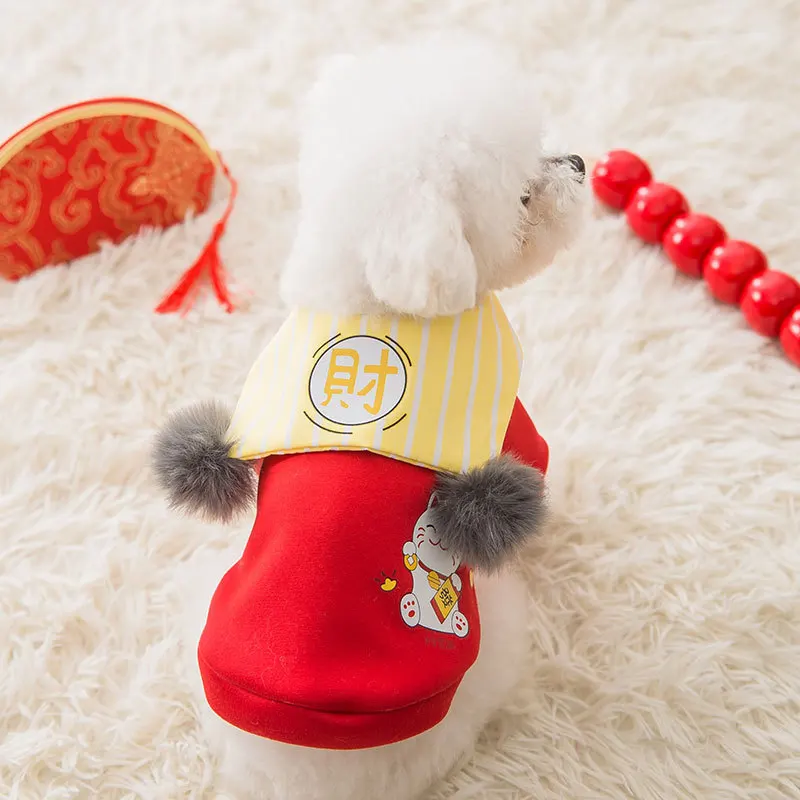 

Funny Pet Dog Clothes Lucky Cat Clothing Dogs Costume Printing Cute Warm Casual Chihuahua Thin Autumn Winter Girls Ropa Perro