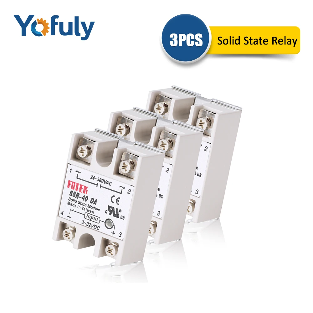 3 шт. SSR 40A твердотельное реле новый модуль твердотельного постоянного тока в