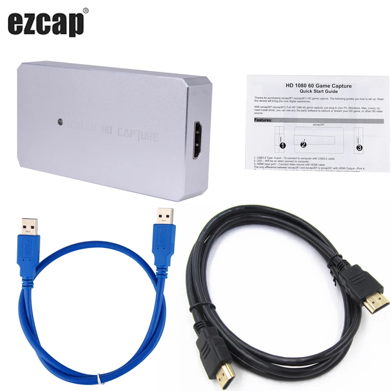 

Ezcap287P HDMI к USB 3,0 карта видеозахвата 1080P 60FPS камера DVD коробка для записи игр прямая трансляция пластина видеокарта