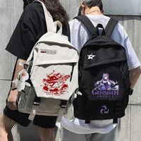 anime printed school bag game genshin impact cosplay accessories korean fashion backpack large capacity nylon travel bag black