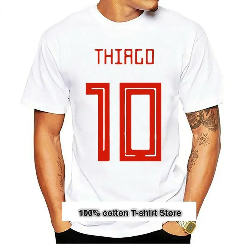 

Camiseta de moda de Thiago 10 2 para hombre, camisa 2018 de algodón con cuello redondo, 100%