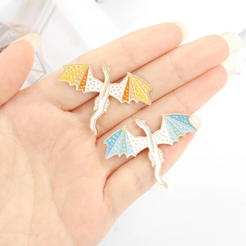 

Little Fire Dragon Cartoon Yellow Blue Broochs Cute Animal Enamel Pins Gift For Friens Kids Shirt Backpck Badge Jewelry Custom