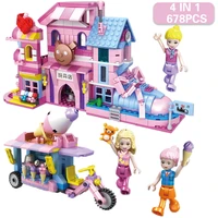 678pcs 4in1 girl toys shop ice cream car building blocks friends girls city architecture bricks set block toys for children gift