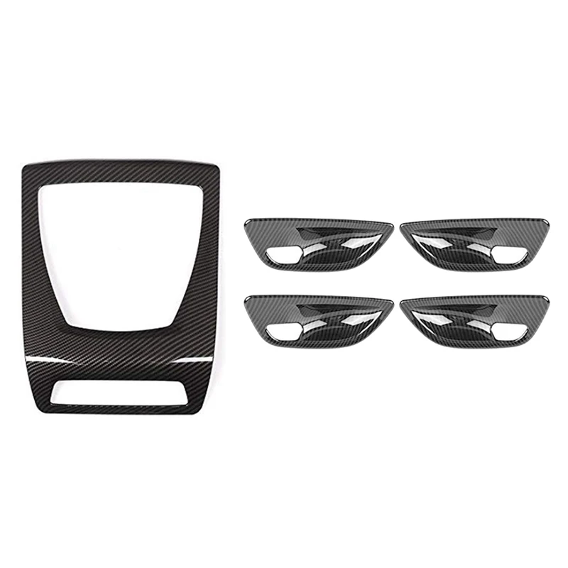 

1x Carbon Fiber Front Reading Light Panel Cover for BMW 5 Series F10 F18 & 4Pcs Carbon Fiber Interior Door Handle Bowl