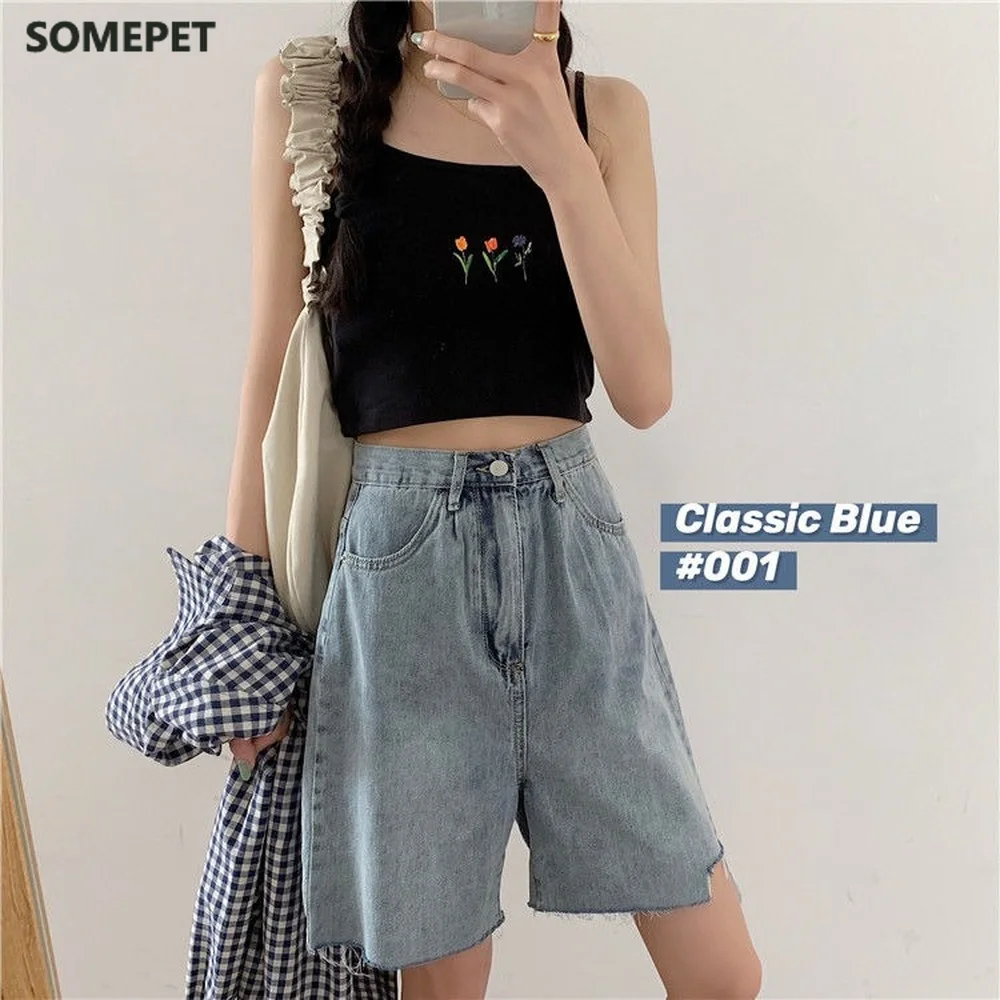 

Shorts Women Classic Blue Denim BF Style High Waisted Summer Ladies Short Chic All-match Harajuku Leisure Trendy Teens Street