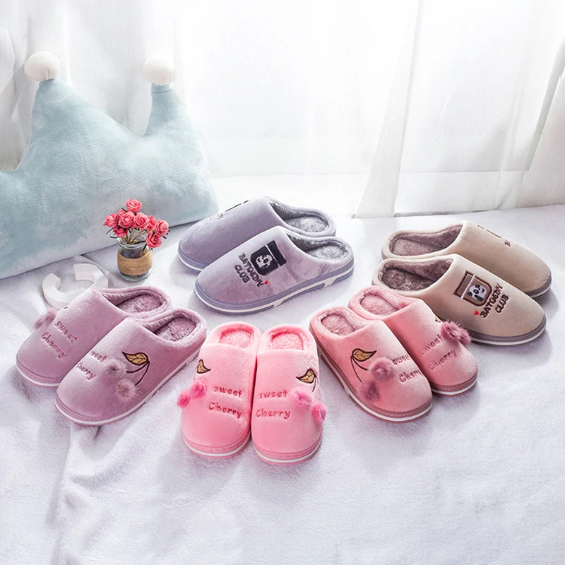 2019 г. Обувь женские зимние новые теплые домашние тапочки без шнуровки тканевые
