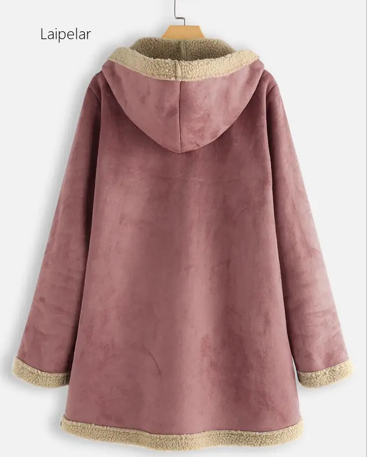 

Laipelar 2020 Plus Size Winter Zipper Fleece Jackets Women Vintage Solid Hooded Long Sleeve Warm Coats Overcoats Femme Outwear