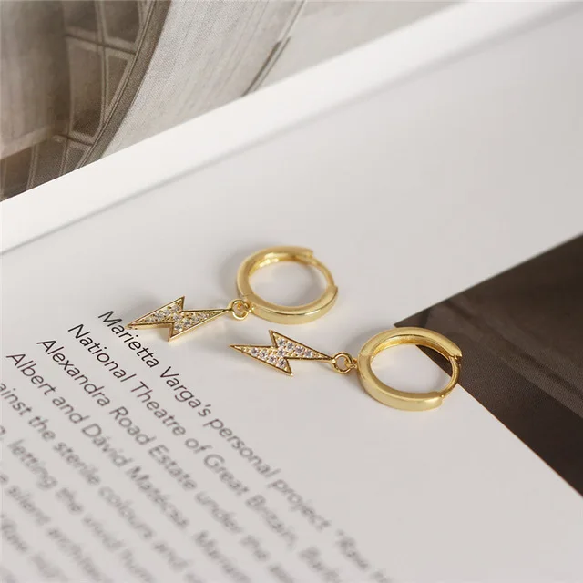 S925 Женские серьги, 925 пробы, серебро, молния, серьги-гвоздики, модный стиль, для девушки, гламурные серьги, модные элементы, ювелирное изделие - Окраска металла: S925