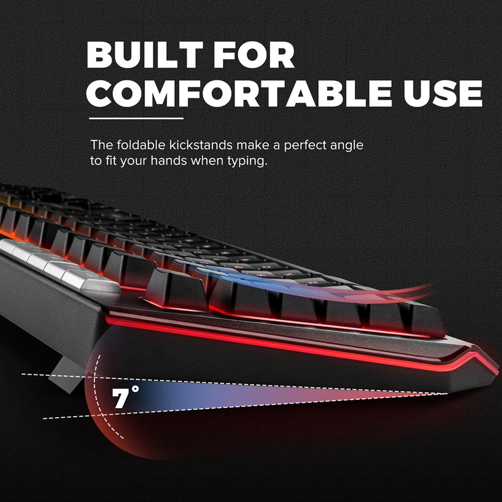 Механическая Проводная клавиатура PICTEK PC245 с RGB-подсветкой мембрана держателем