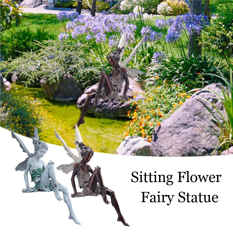 

Fairy Garden House Ornaments Resin Figurine Elf Statuette Aesthetic Bedroom Sculptures Desk Statues Art Living Room Decoration