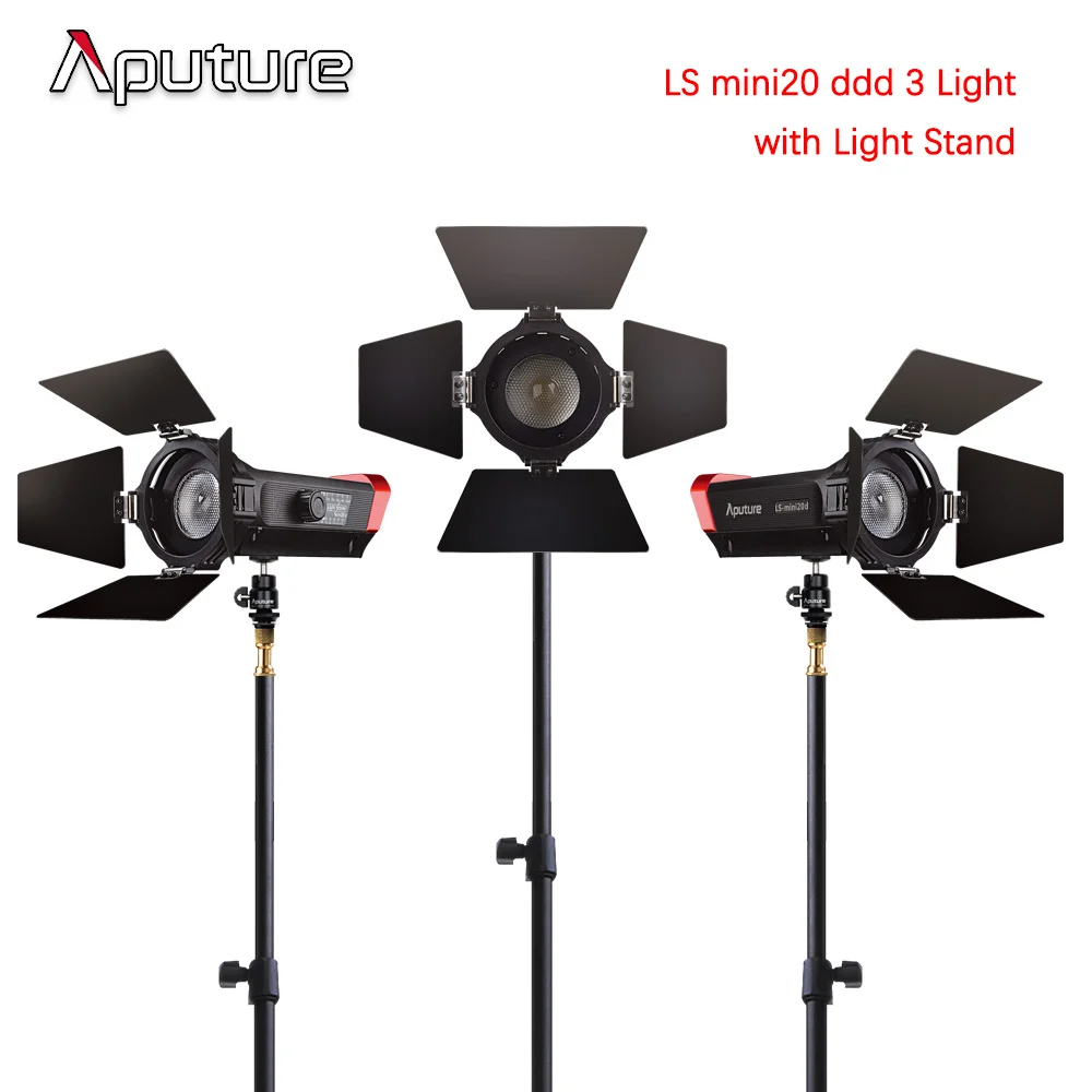 Aputure LS mini20 ddc 3 светильник + штатив Стенд Комплект TLCI 97 Дневной 3200 6500K съёмка на