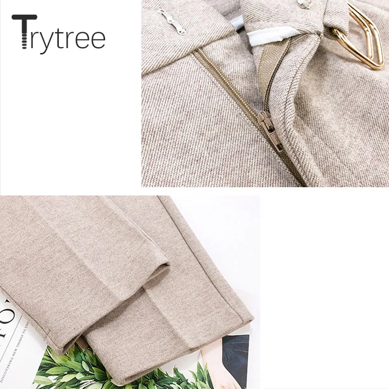 Trytree 2020 осень зима женские повседневные брюки модные однотонные 3 цвета шаровары
