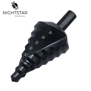 10-45 мм треугольный хвостовик 12 мм ступенчатое сверло нитрированный спиральный паз высокоскоростной стальной черный для деревообрабатывающих инструментов