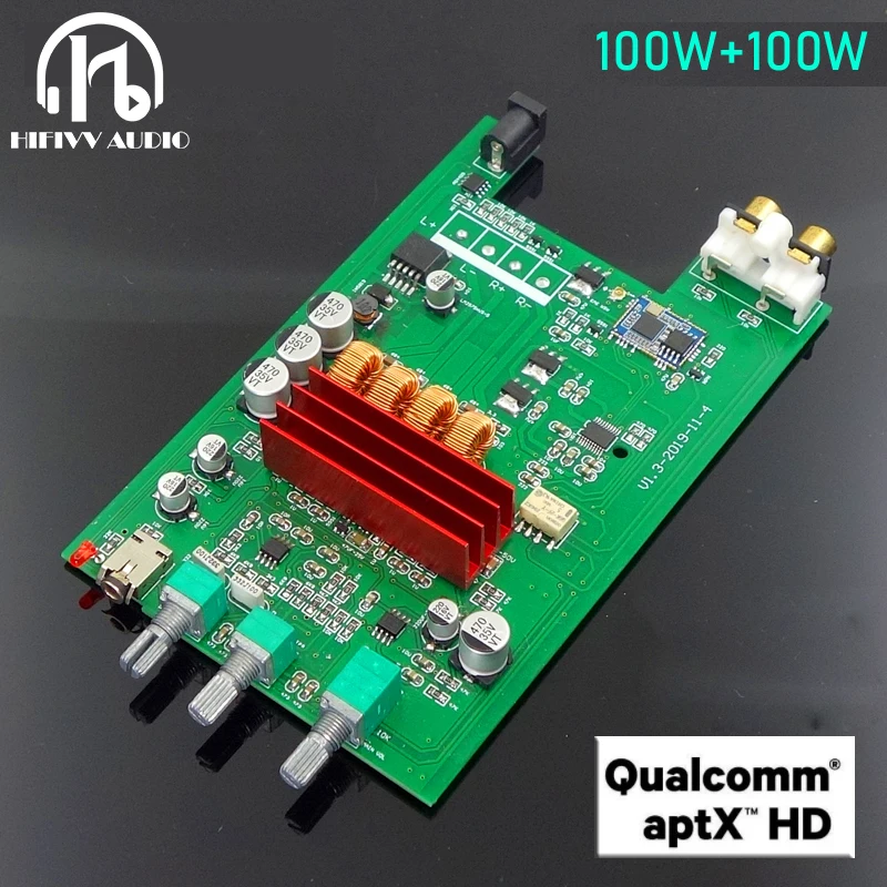 100 Вт * 2 HIFI Цифровой усилитель мощности плата Bluetooth совместимый QCC3034 TPA3126 PCM5102A dac ATPX