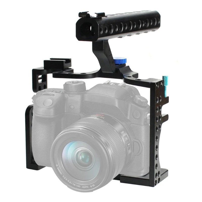 Aluminum Alloy Camera Cage with Top Handle Grip Protective Frame Case Camera System Mounting Bracket Compatible with GH3/GH4